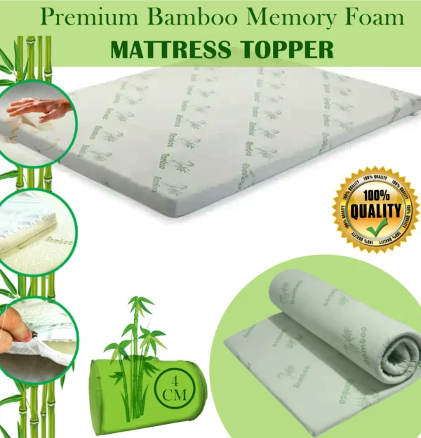 BAMBOO MEMORY FOAM BED MATTRESS TOPPER