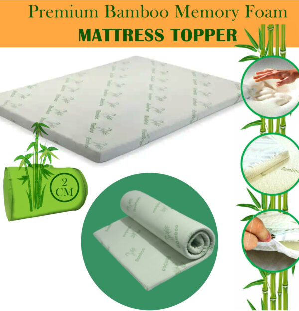 Bamboo Memory Foam Mattress Topper 2cm