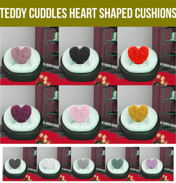 38cm Heart-Shape-Cuddly-Teddy-Fleece-Fluffy-Filled-Cushions