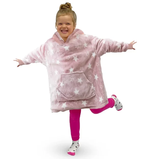 Kids Blush Pink Star Oversize Hoodie